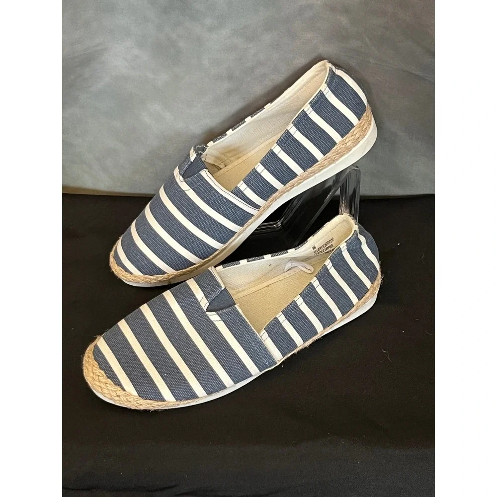 Esprit Women's Striped Canvas Espadrille Flats Shoes Navy White Size 9‎